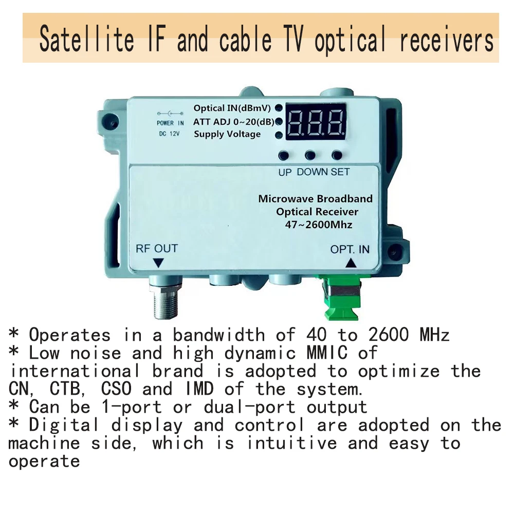 High Qua.lity Ca.ble A.nd Sa.tellite Node Ca.tv Fib er If La.ser To R F FT T H Optica.l Receiver MZ-L8812-2 1300-1560nm
