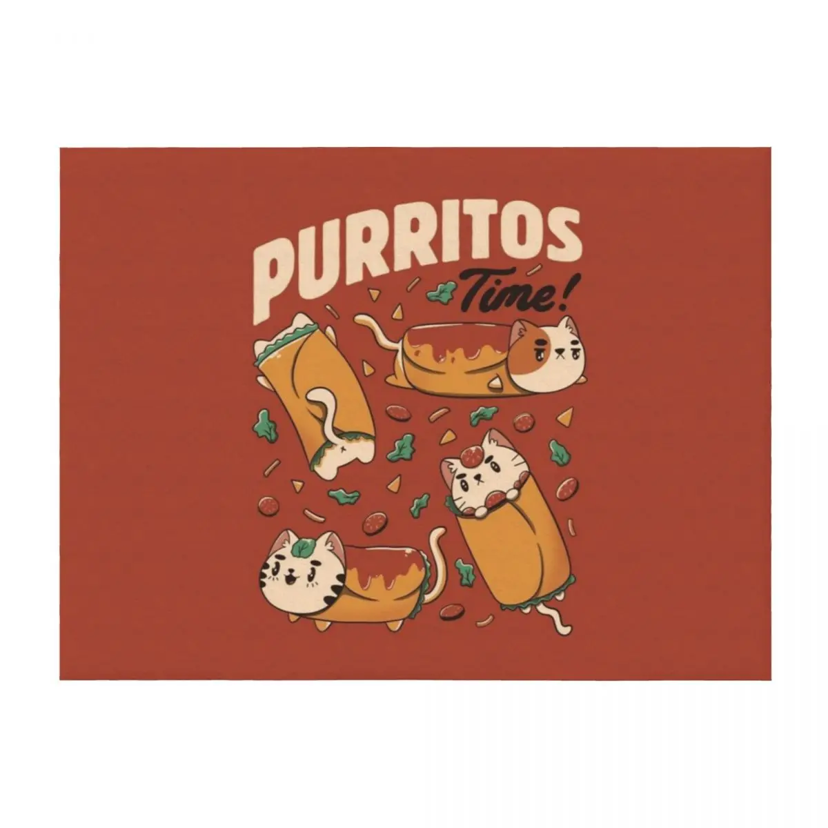 Purritos Time Burrito Cat مضحك المكسيكي الغذاء بواسطة Tobe Fonseca رمي بطانية فاخرة رمي هالوين الشعر الفانيلا البطانيات #2