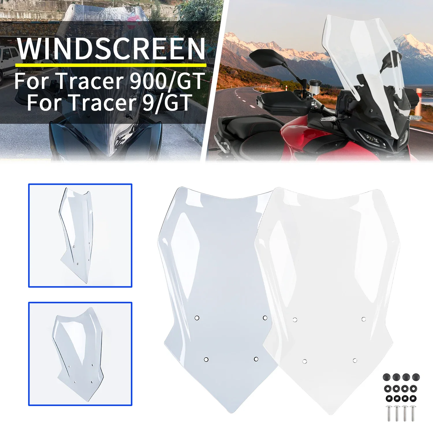 

900GT Motorcycle Windscreen Windshield Wind Shield Fairing For Yamaha Tracer 900 9 GT 9GT 2018-2024 Air Flow Deflector Visor