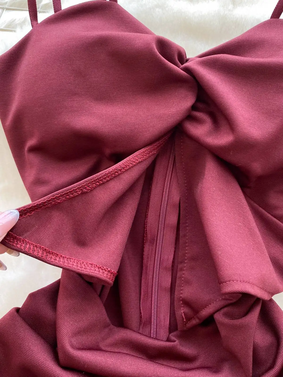 Foamlina American Sling Suspender Dress for Women\'s Summer Navel Exposed Slim Show Thin Wine Red Sexy Short Spaghetti Dresses