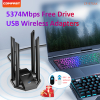 5374Mbps USB Wifi6 Adapter AX5400 Tri-band 2.4G/5G/6GHz Gigabit Gaming Network Card Wifi Dongle 4 Antenna Receiver For Win10/11