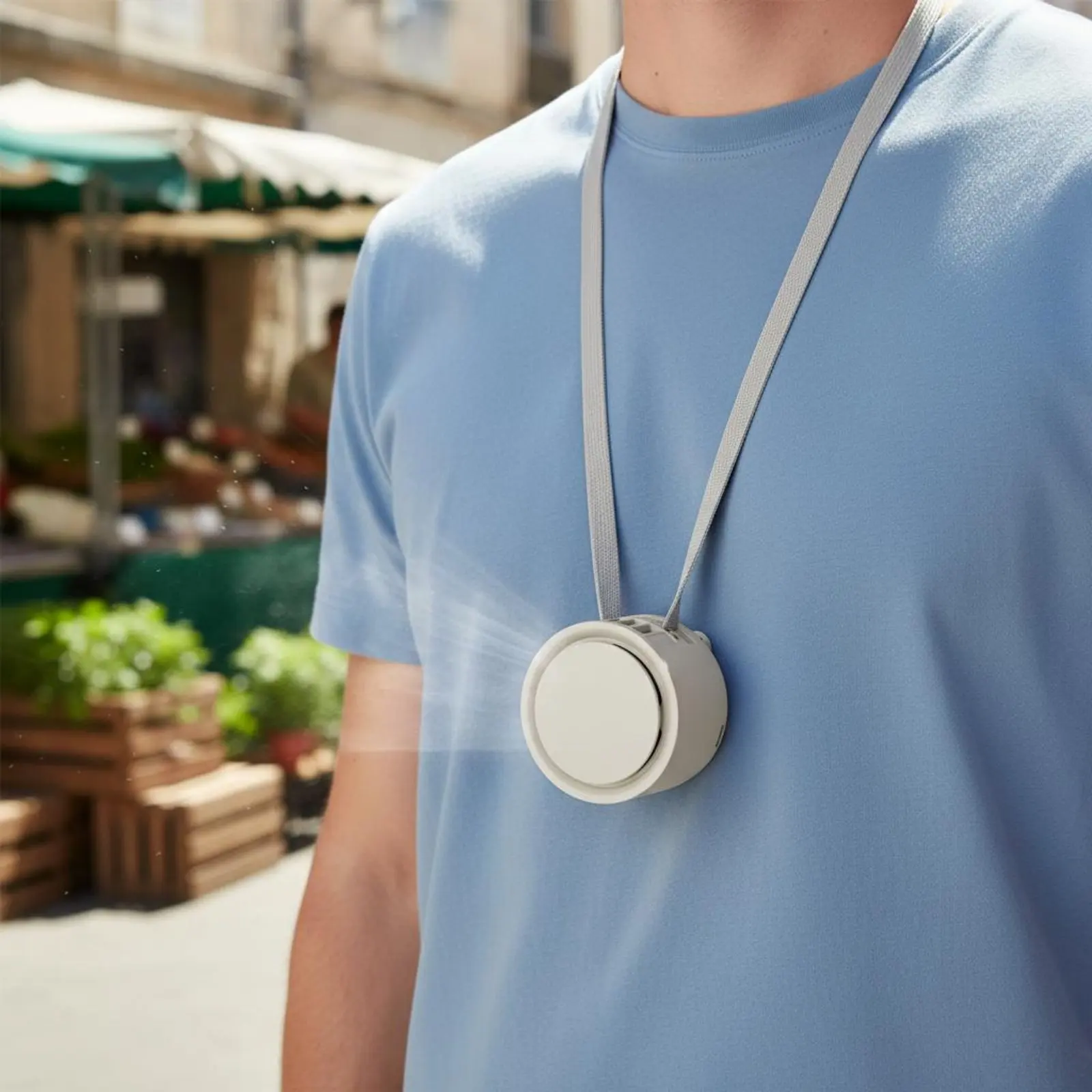 ウェアラブルネックファン-強力な高速風量-ウエストに装着できるファン-手を自由に動かせる-フィジックチラー-長時間バッテリー駆動