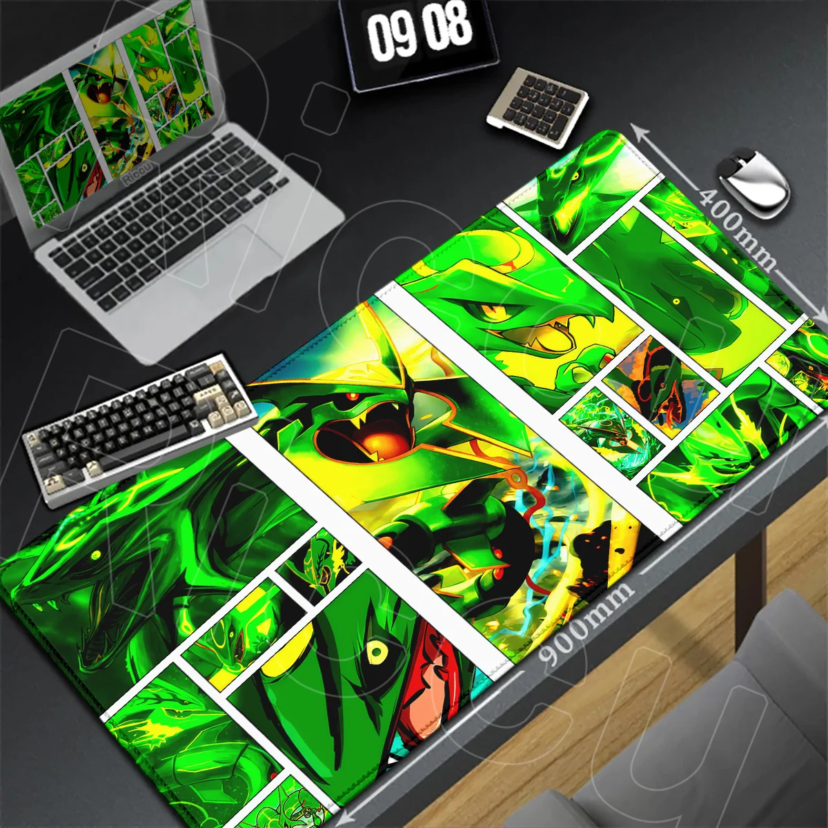 For Laptop Gamer Home Keyboard Mats Anime Pokemon Rayquaza Large E-sport Mouse Pads HD Printing Rubber Desk Rug 900x400mm Carpet