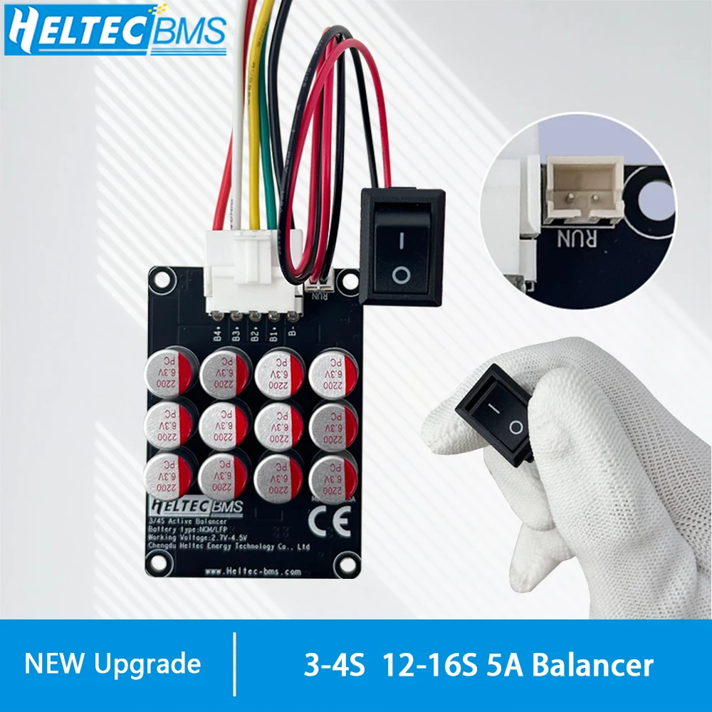 HeltecBMS 5A capacitor equalizer with switch active balancer 3S 4S 12S-16S for Lithium Battery 12V 48v Lifepo4