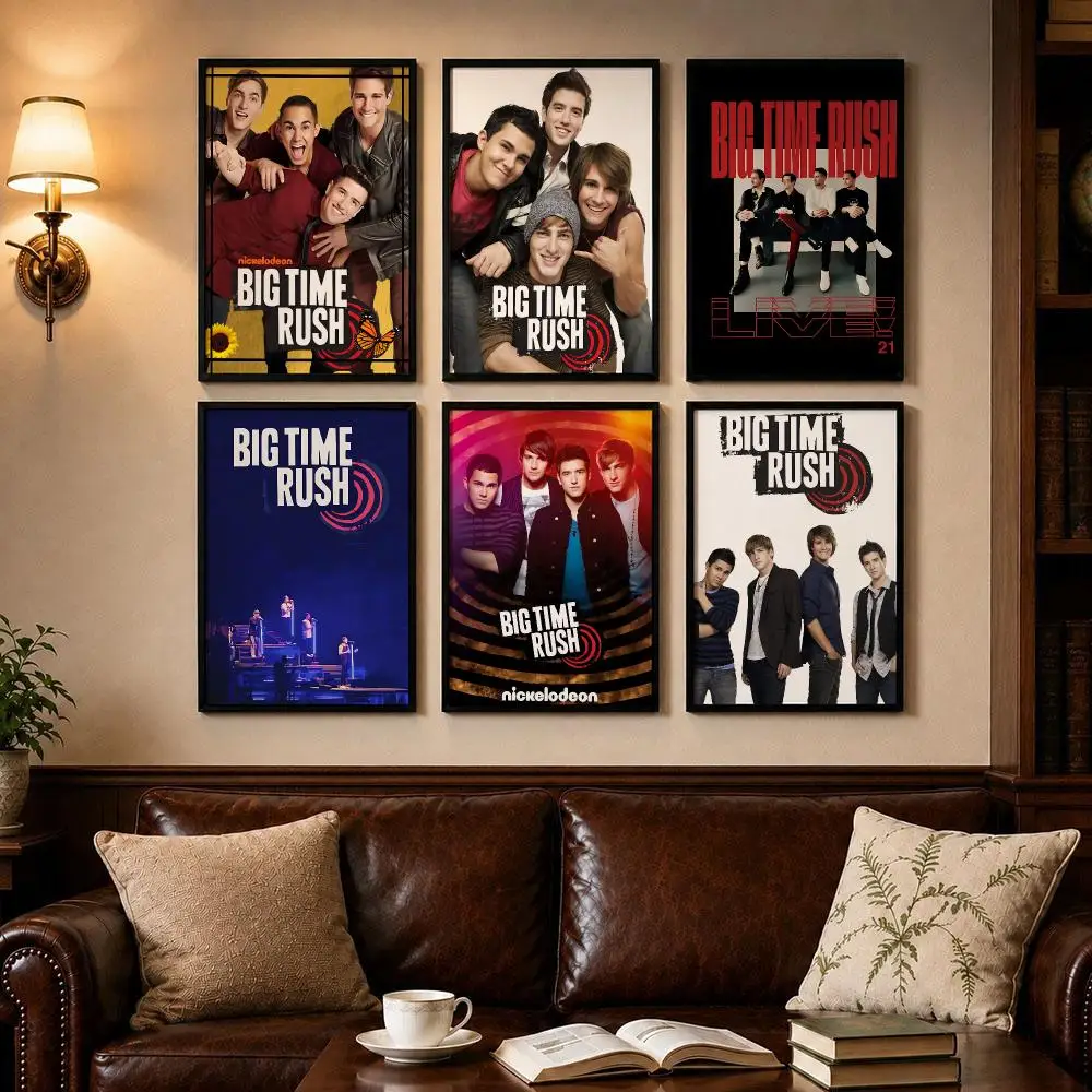 Wireless Band B-Big Time RushS Poster Self-adhesive Art Poster Decoracion Painting Wall Art White Kraft Paper Home Decor