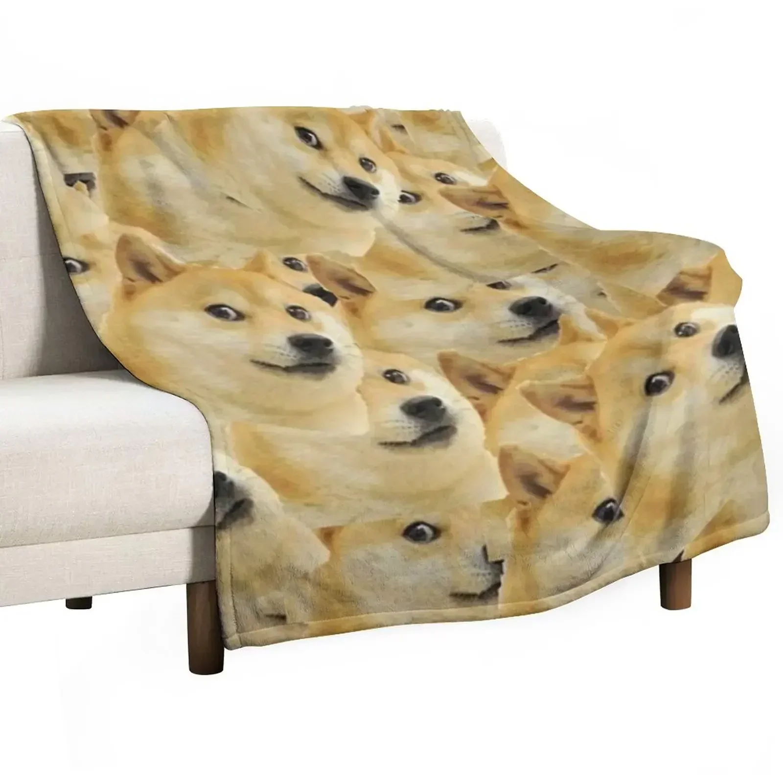 

Doge WOW Pattern Shiba Inu Doggo dog meme montage Throw Blanket Flannel Fleece Soft Warm Throw Blanket