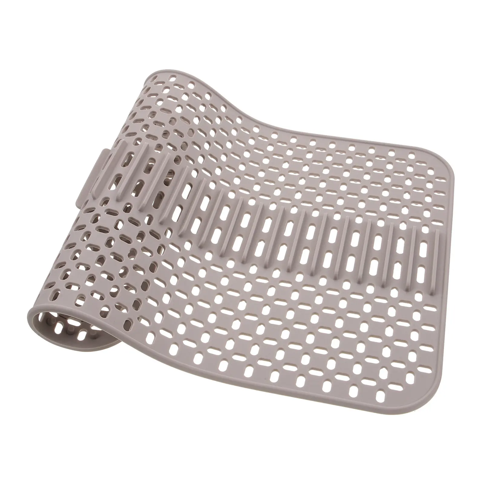 Non Slip Silicone Kitchen Sink Mat Dish Drying Mat for Sink Center Drain Area Protects Delicate Tableware Glassware Bowls
