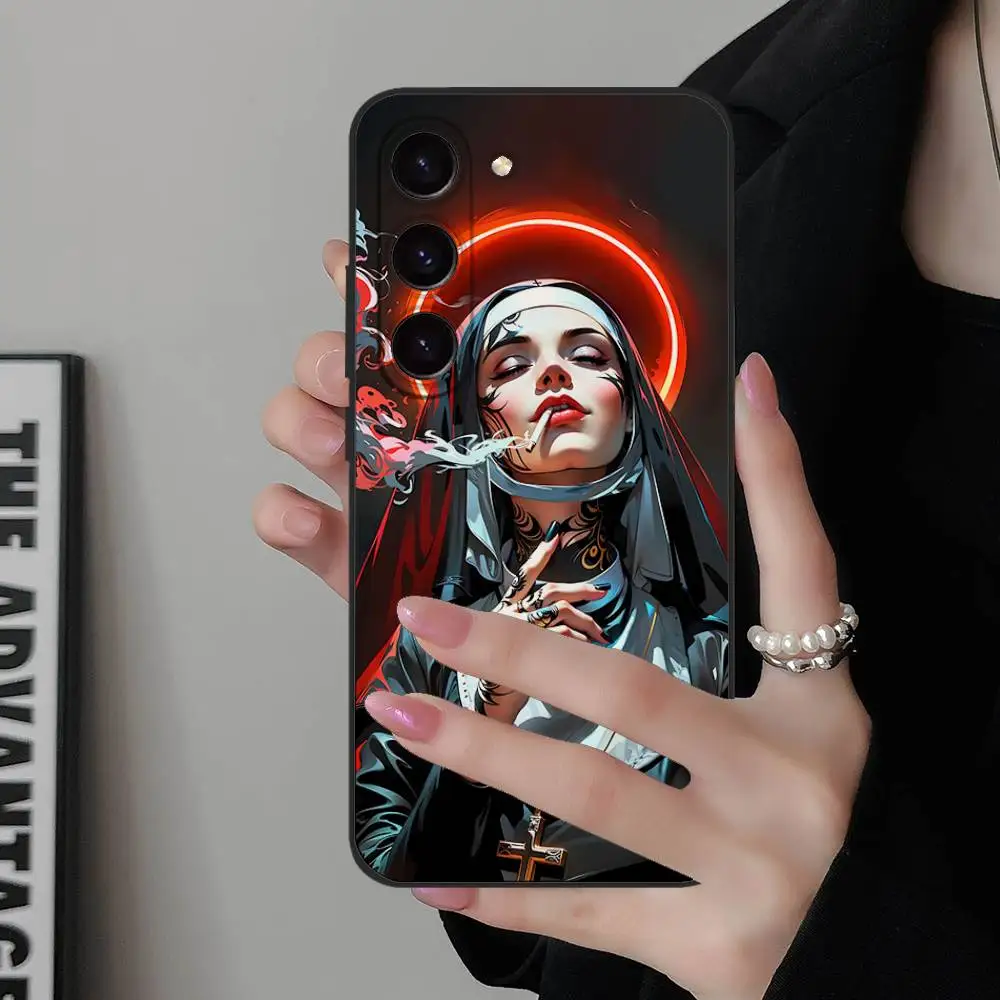 Casing Ponsel Nuns Beauty Untuk Samsung S24/S25/S22 S30/Note20/Lite/Ultra/5G/Plus/FE - Perlindungan Anti Benturan