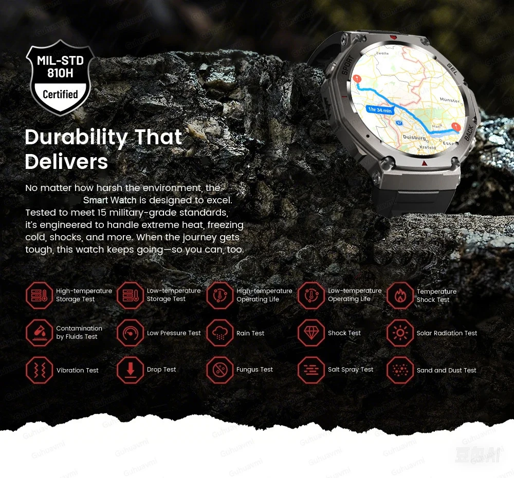 T-rex 3 Ultra GPS reloj inteligente 5 ATM impermeable incorporado de doble banda GNSS brújula militar deporte Smartwatch hombres 2025 nuevo para Huami