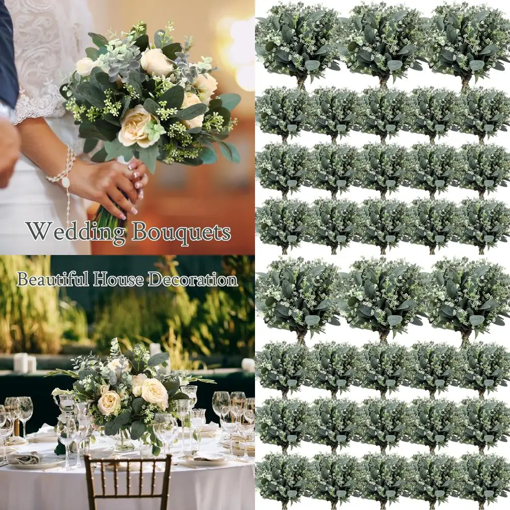 

Bulk Eucalyptus Leaves with Stems, White Seeds, and Artificial Silver Dollar Leaves for Wreaths, Garlands, and Floral Arrangemen