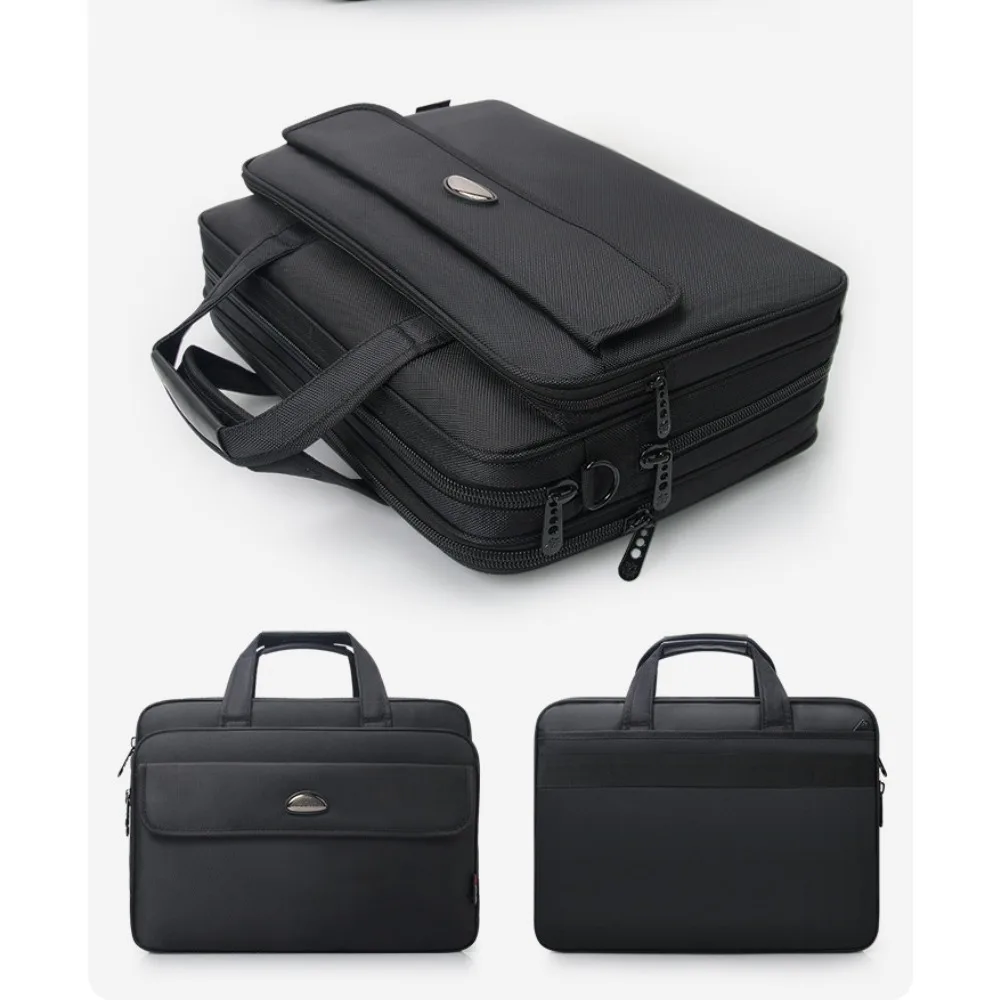 

Прочный мужской портфель из ткани Оксфорд с несколькими карманами, горизонтальная сумка для компьютера большой вместимости 16 дюймов, сумка на одно плечо