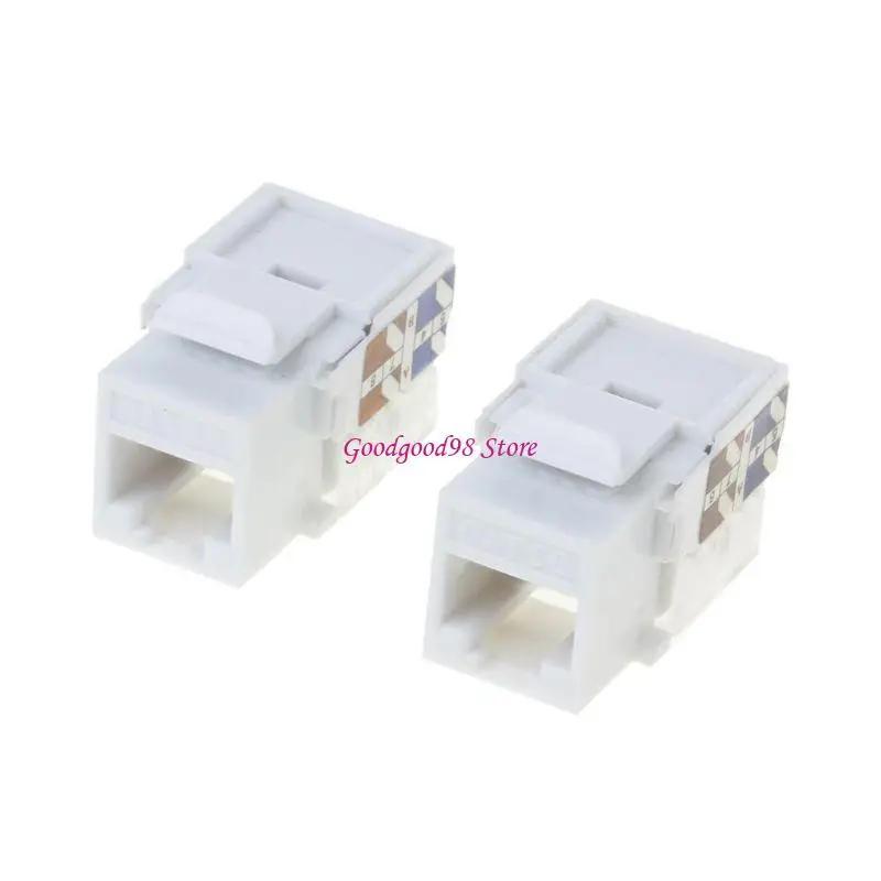2Pcs RJ45 CAT5E Keystone Insert, Down Keystone Adapter, White W8EC