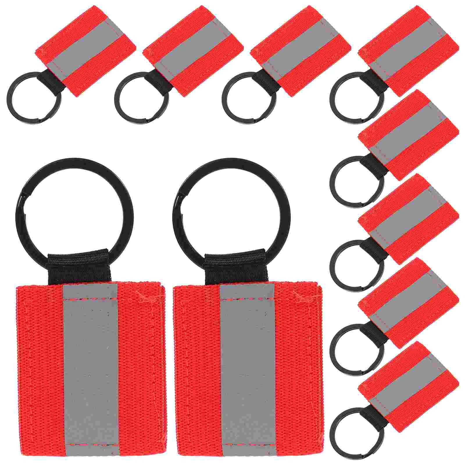 

10 Pcs High-gloss Reflective Labels Keychain Ring Strip Small Pendants Charms Reflectors Aluminum Alloy Chains Man Backpack