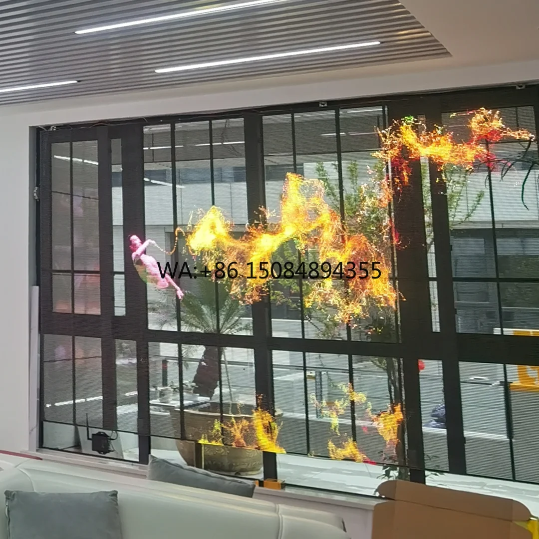 

Transparent Glass Full Color LED Display Video Wall Advertising Indoor/Outdoor Use Customized Size 5000cd Brightness 3-Year