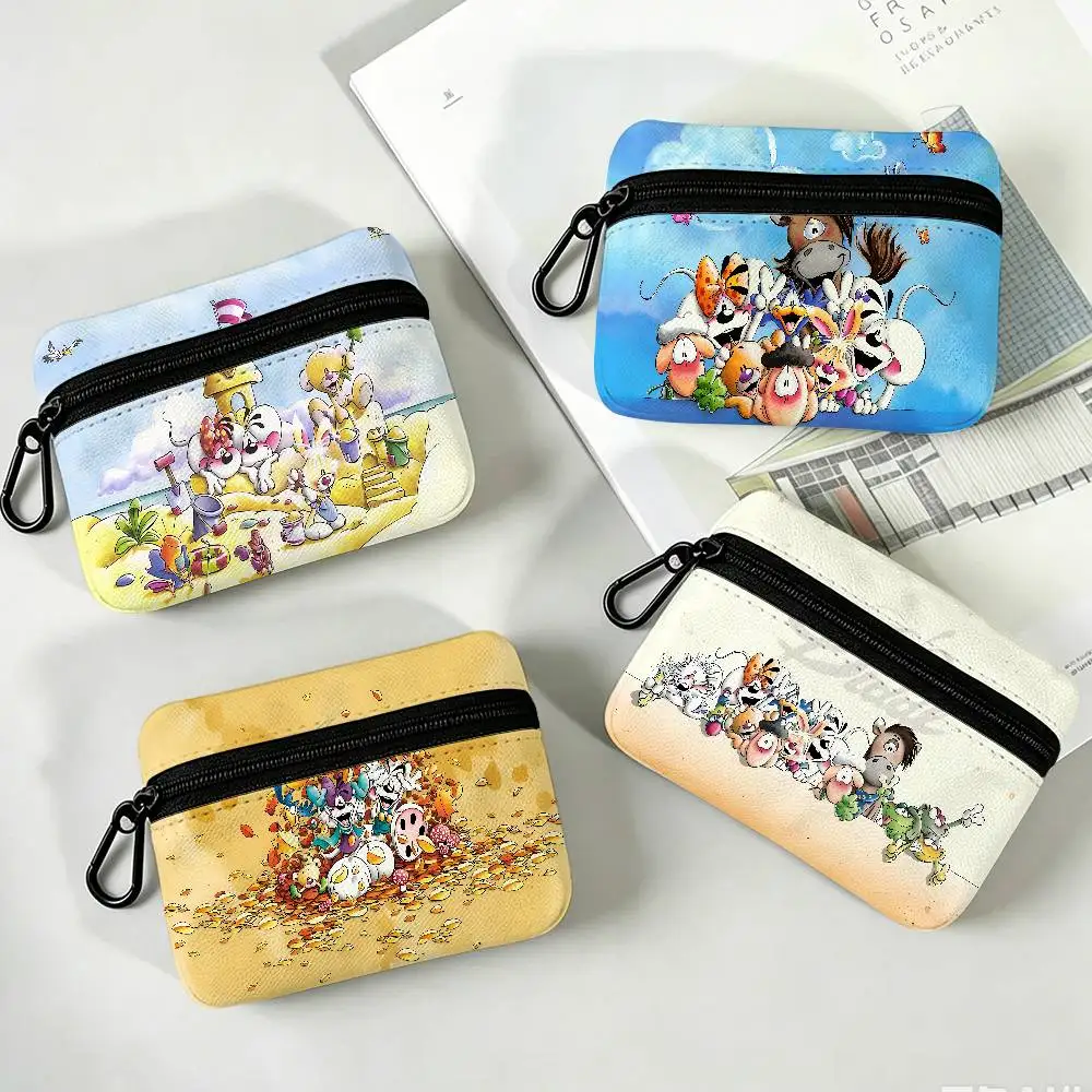 Character Diddl Cute Compact Oxford Cloth Zipper Pouch Detachable Carabiner Mini Coin & Key Wallet