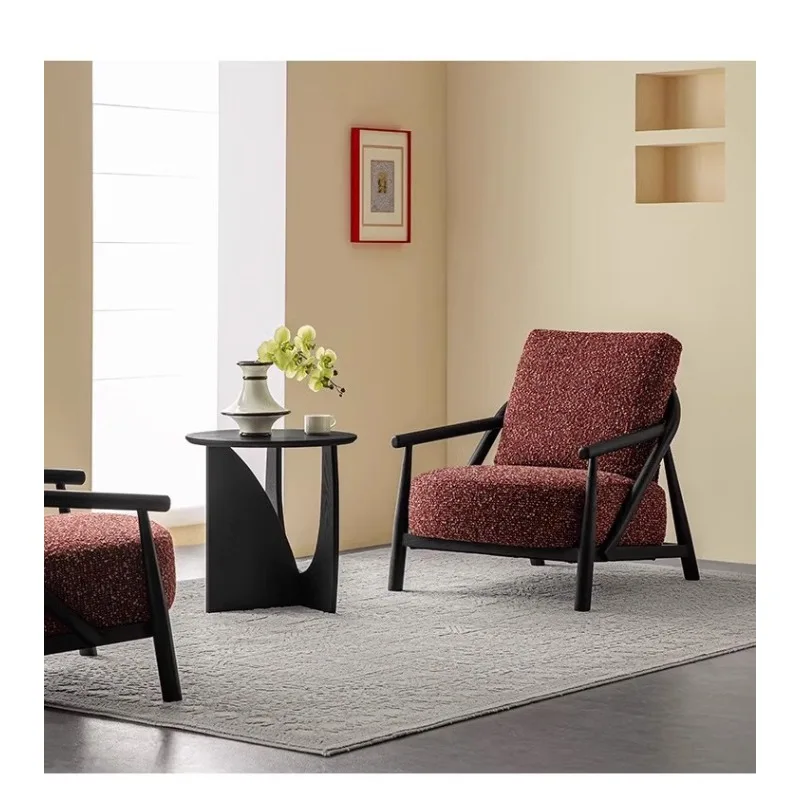 Single sofa chair living room balcony fabric leisure designer wabi sabi antique B & B hotel