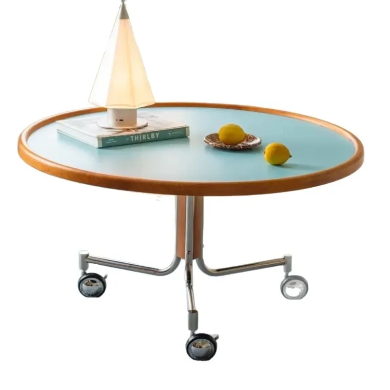 Blue round coffee table, living room sofa coffee table, household coffee table