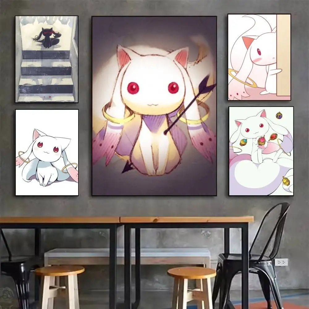 Póster de Kyubey Puella Magi Madoka Magica, pegatina de pared artística HD impermeable, impresión autoadhesiva