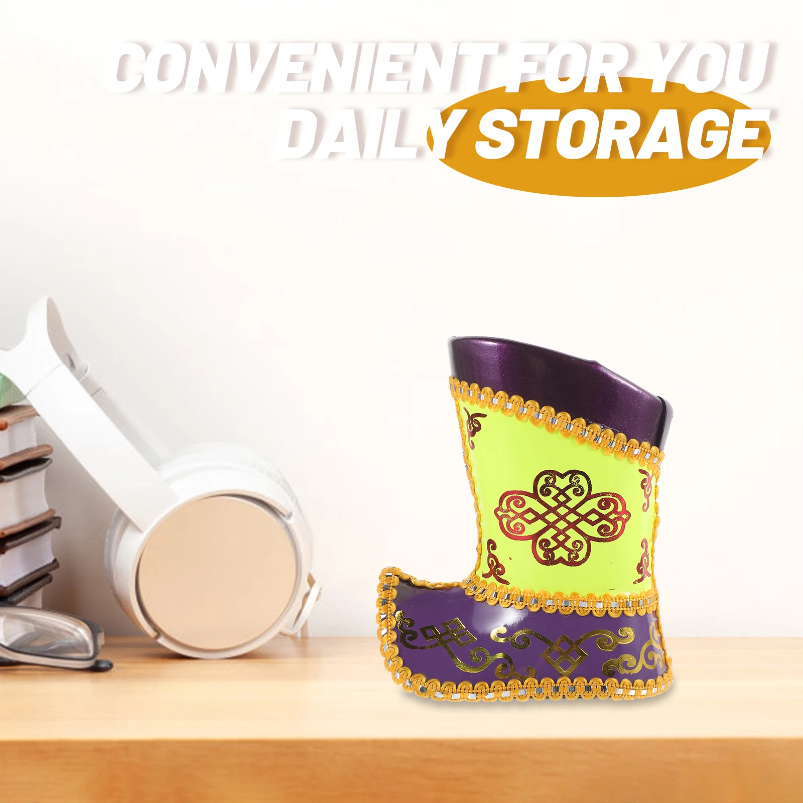 

Mongolian Boot Pen Holder Desk Pencil Buckets for Office Modeling Cowgirl Vase Flowers Cute Travel