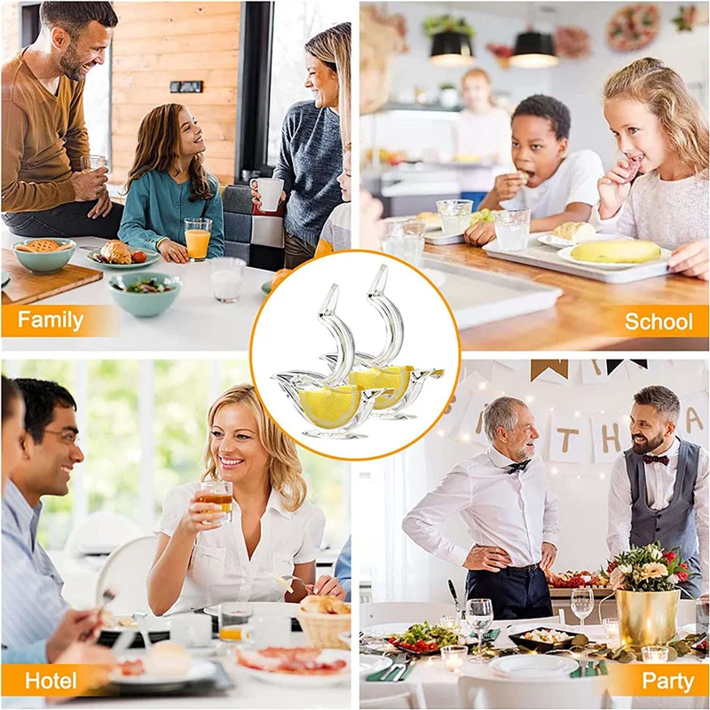 수동 레몬 과즙기, 아크릴 수동 레몬 슬라이스 압착기, 휴대용 투명 과일 과즙기, 새 모양, 핸드 과즙기(8PC)-A77G