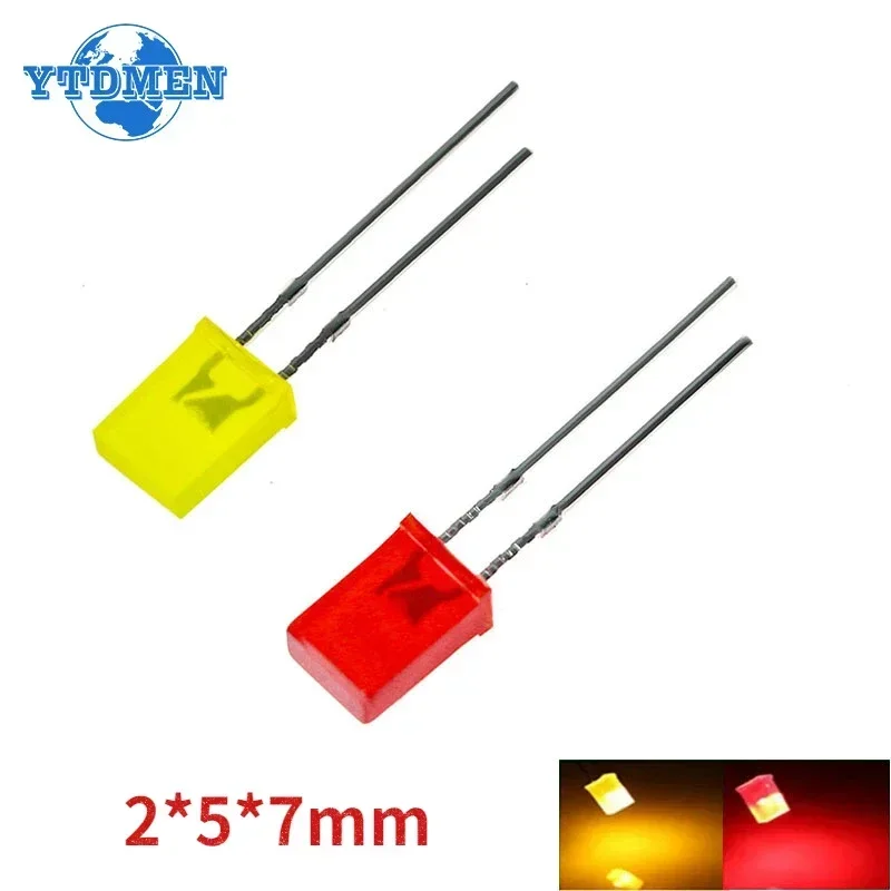 50/100pcs 2x5x7mm Diode LED Square 5-Color 2*5*7mm Light-Emitting Diode LED Kit for DIY Electronic