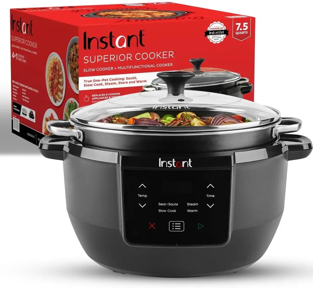 

7.5QT Multi-Function Cooker with Slow Cook, Sauté, Steam & Warm Modes for Easy Meals