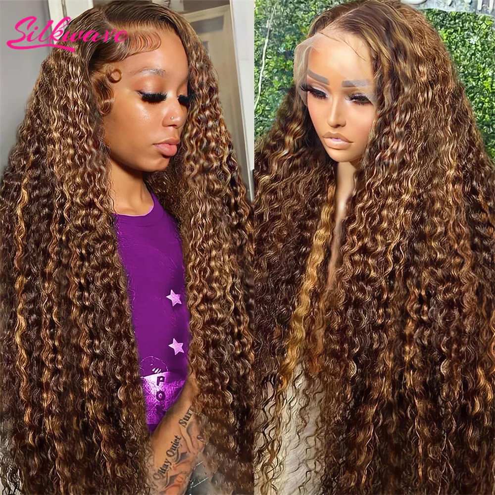 

Silkwave 13x6 Hd Lace Frontal Wig Highlight Wig Human Hair Wigs 13x4 Curly Ombre Colored Honey Blonde Water Wave Wigs For Women