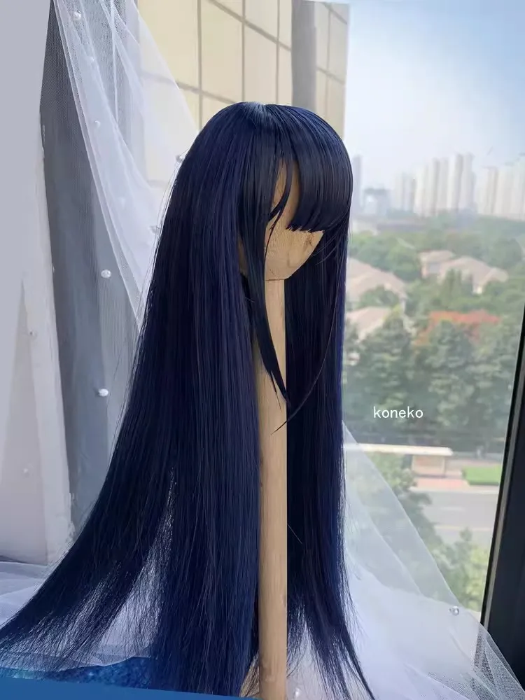 Hot Anime Role Cos Handmade Dark Blue Styling Hair 1/3 1/4 BJD Hair Wig Cosplay KN Gift