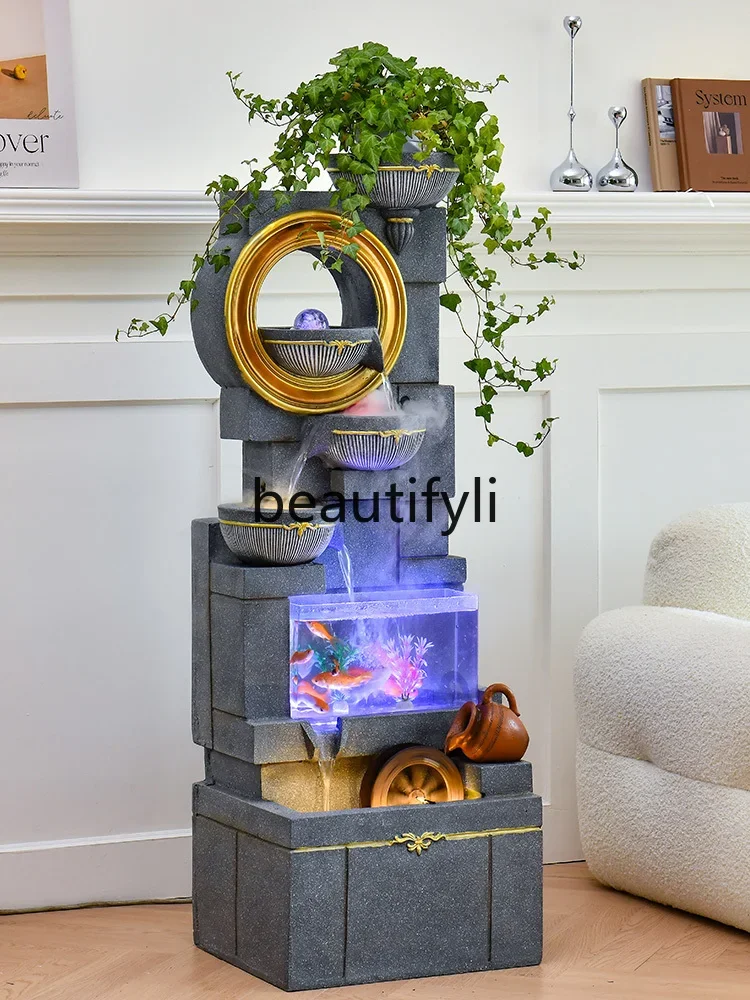 

Living room flowing water ornament office entrance floor feng shui wheel circulating water landscape decoration07