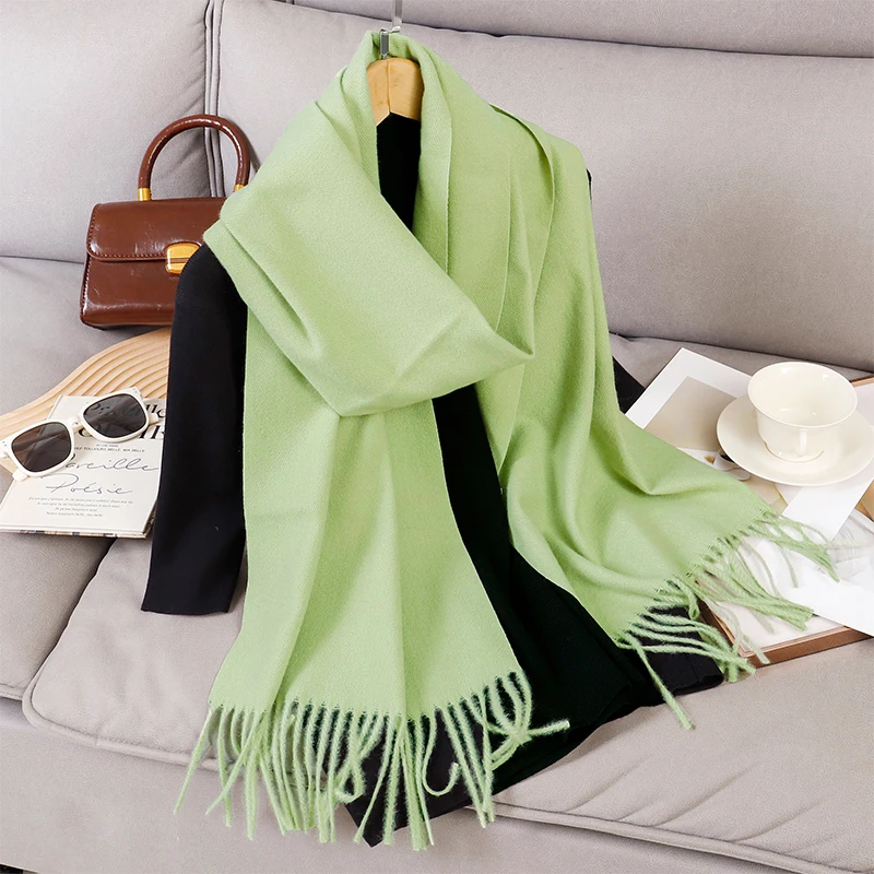 

New Winter Scarf Men Women Cashmere Warm Solid Pashmina Blanket Wraps Female Thick Soft Bufanda Tassel Shawl Long Poncho Echarpe