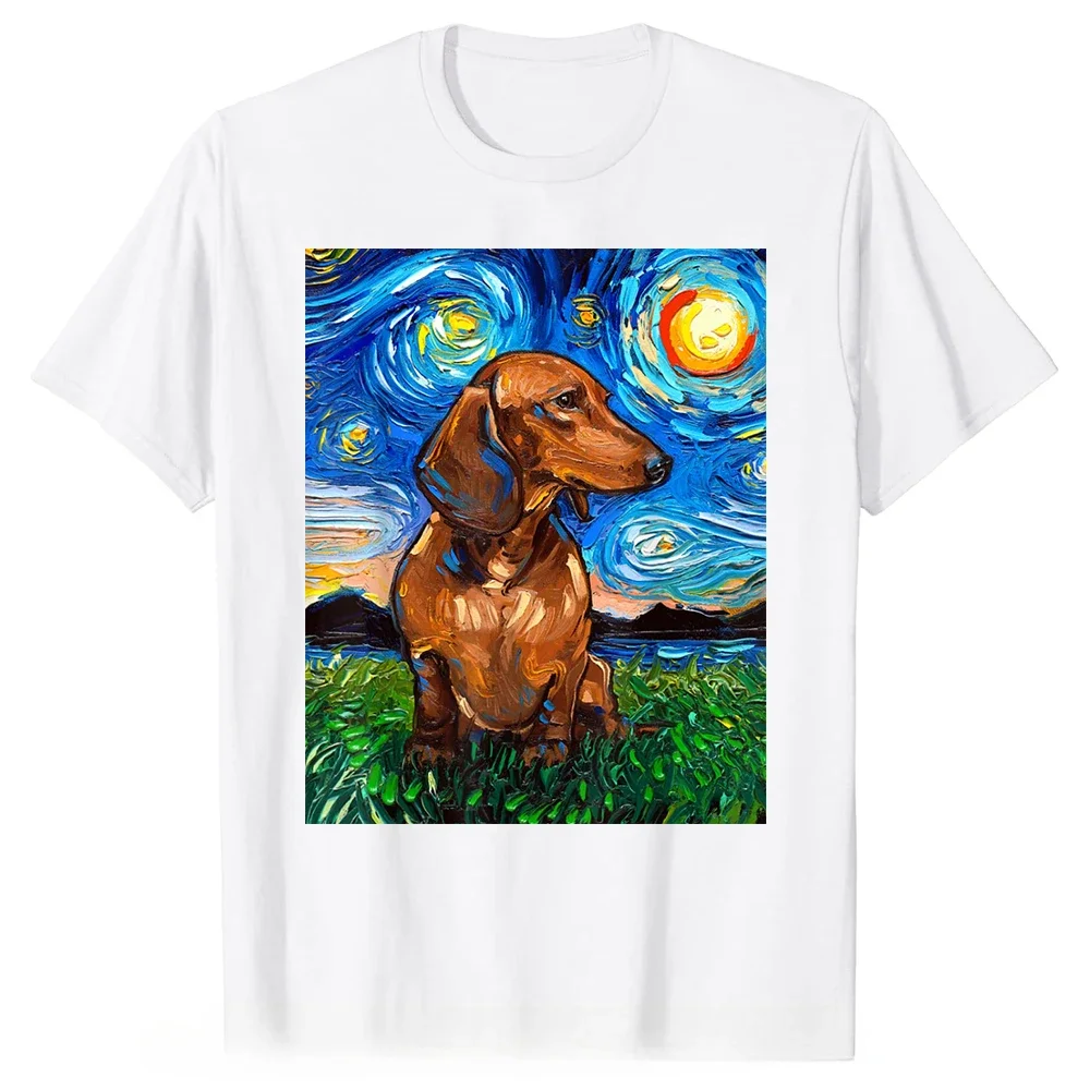 Graphic Cotton Streetwear Short Sleeve Birthday Gifts T-shirt Mens Clothing Brown Short Hair Dachshund Doxie Dog Art T Shirts