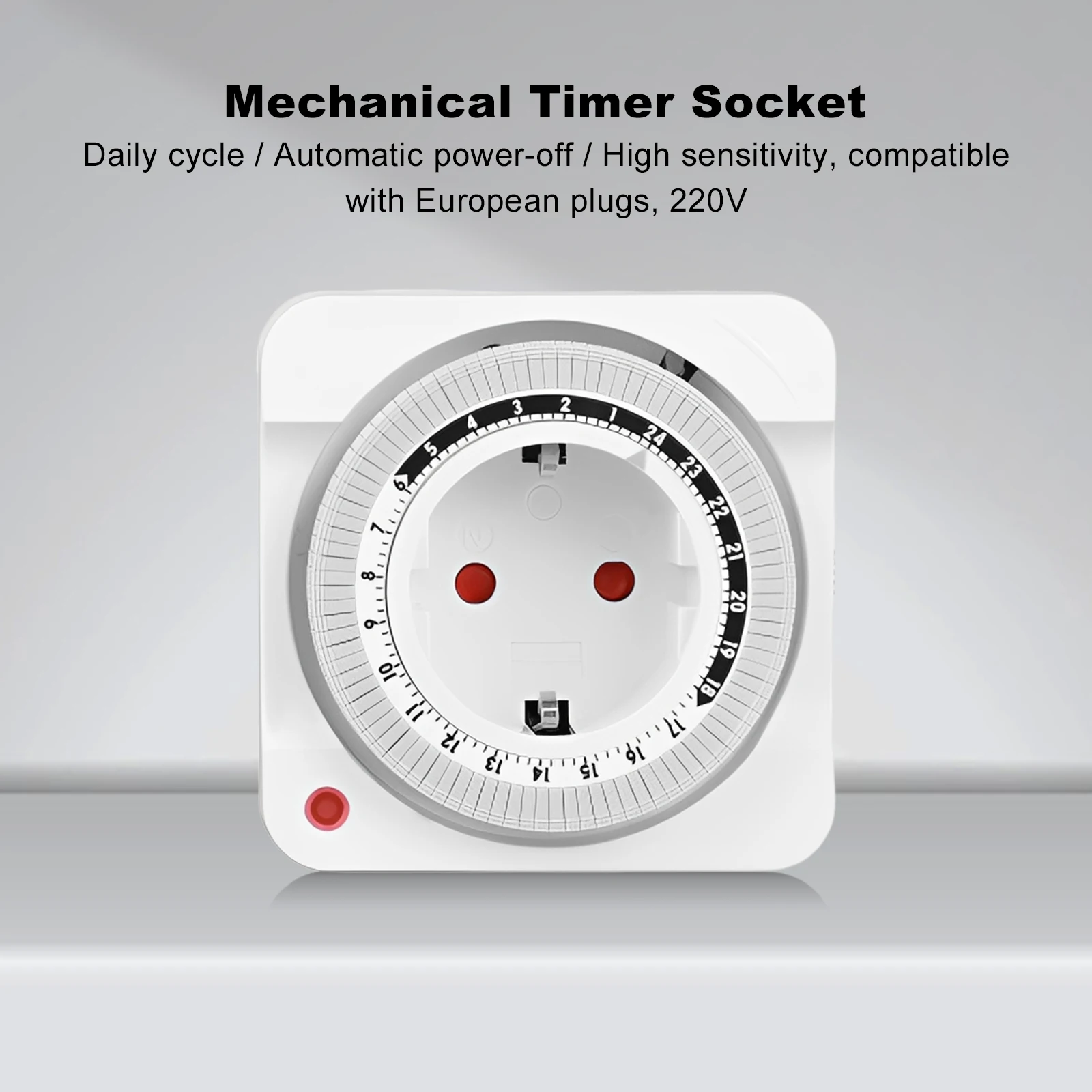 24-Hour EU Plug-in Mechanical Timer with 15 Minute Intervals Heavy Duty Outlet Timer for Aquariums Hydroponics Indoor Lighting
