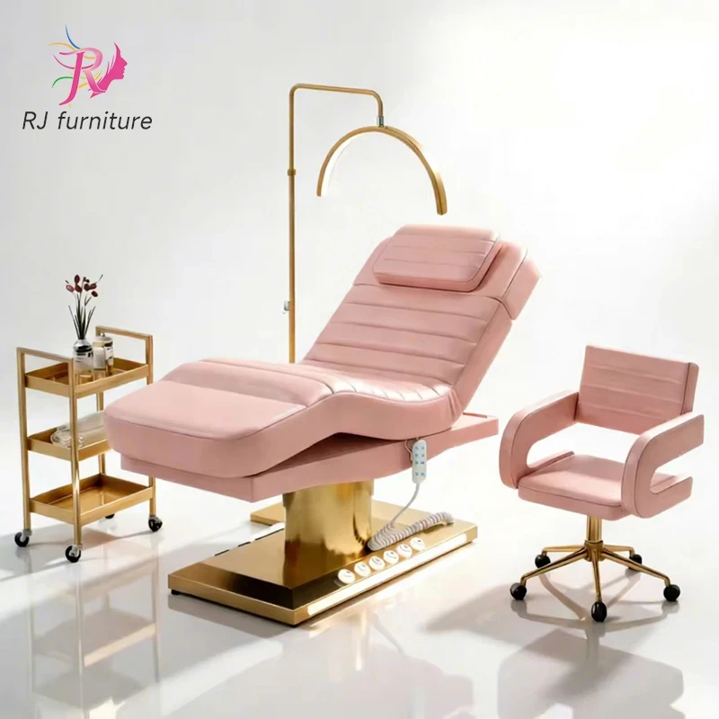 Luxury Pink Salon Furniture 3 Motor Eyelash Bed Spa Massage Bed Hot Sale Suitable Massage Parlors