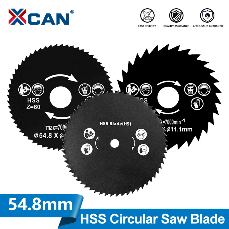 XCAN 54,8 mm HSS-Sägeblatt Mini-Kreissägeblatt 30T 60T Holzbearbeitungs-Trennscheibe für Holz, PVC, Kunststoff
