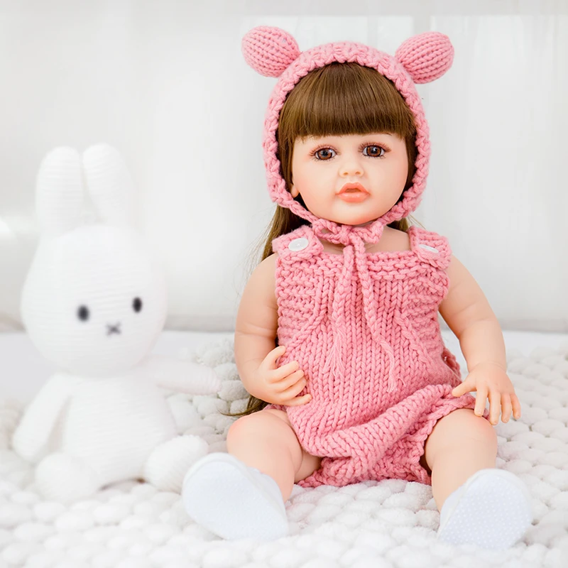 55cm Reborn Baby Doll 22 inch Full Body Silicone Waterproof Toddler Girl Doll Princess Lifelike Sof Touch Toy Christmas Gift