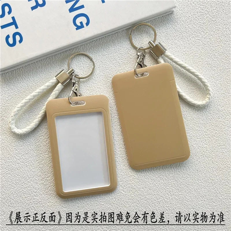 1Pc Einfarbig Student Bus ID Karte Schutzhülle Schlüsselring Schule Zugang Tür Karte Kreditkarte Halter Tasche Set schlüssel Kette