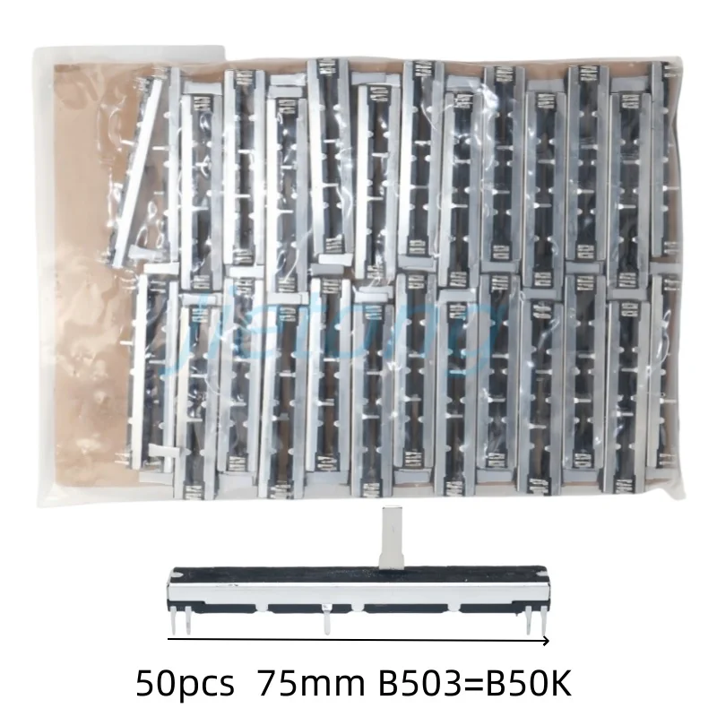 Potenciômetro deslizante reto 50 peças 75mm 8 pinos a103 b103 b503 duplo fader a10k b10k b50k soundcraft efx8 fader a10kx2