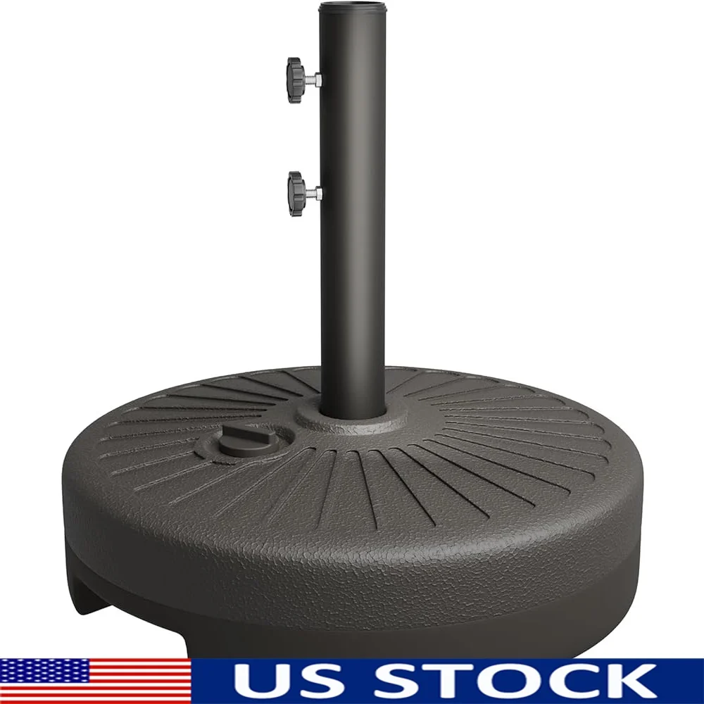 

Durable Umbrella Stand 22L Water Sand Fillable Base Double Lock 6-10ft Outdoor Patio Market Umbrellas