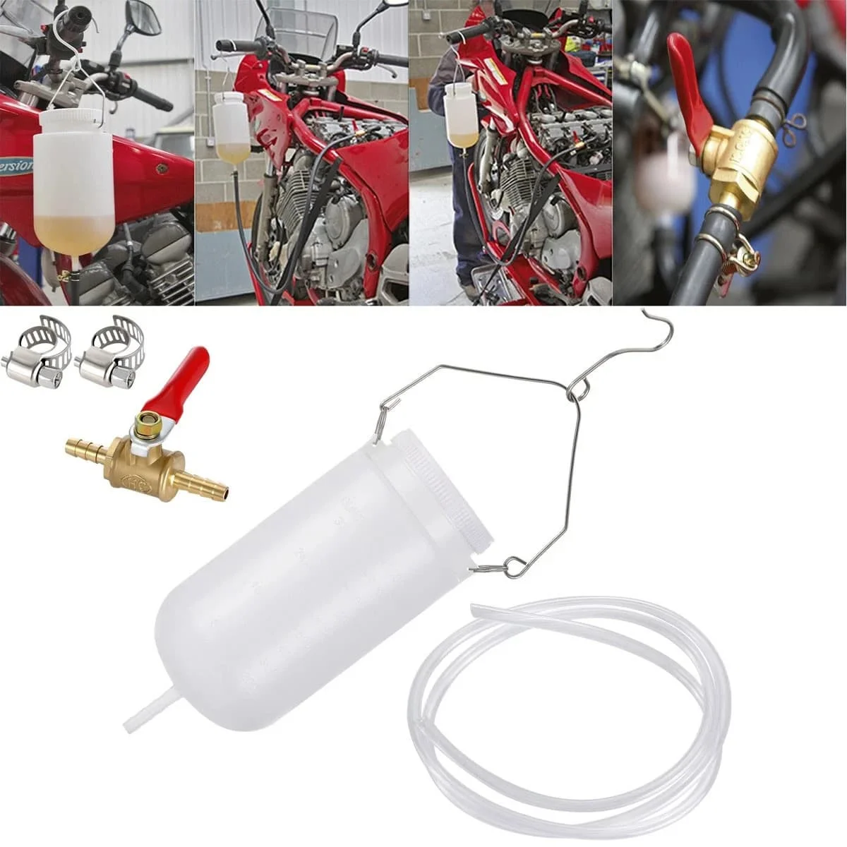 High Quality Motorcycle 4 Litre Auxiliary Fuel Tank Carb Gas Tanks With Hose Clips Balancing Tool Replacement Accessories