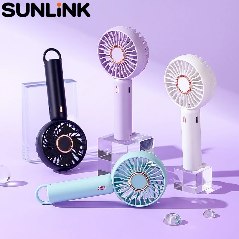 

1pc Portable Handheld Fan Mini Rechargeable 3 Speeds Type-C 600mAh Summer Cooling Fan for Office Travel Outdoor