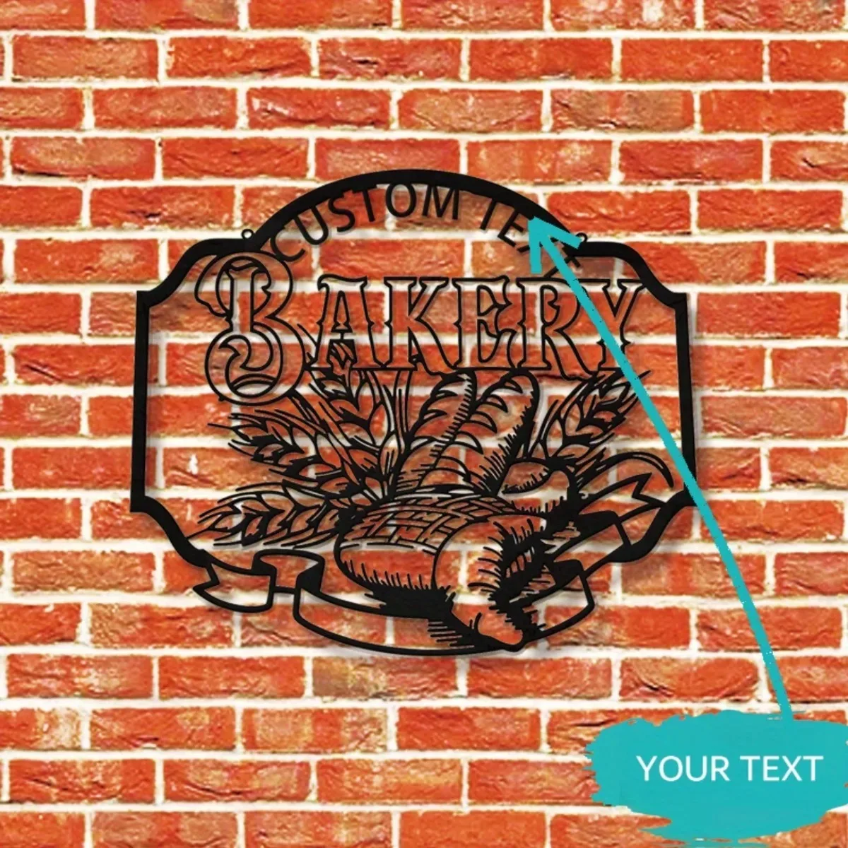 اسم المخابز المخصص فن الجدار المعدني | علامة شخصية | يجب أن يكون لمحبي المطبخ والخبز لديكور #1