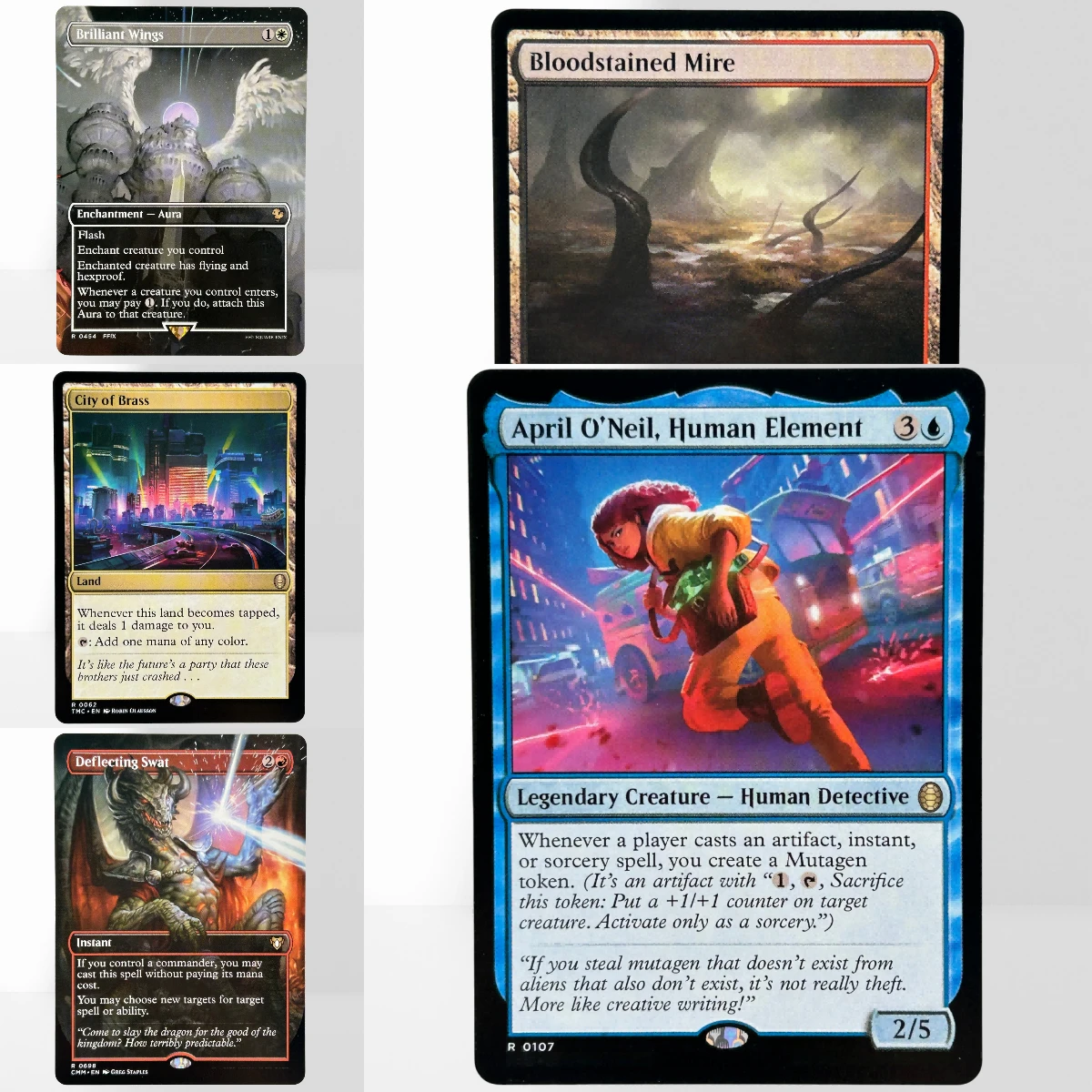HOLO46-40-1 TCG Proxy Mágico Bloodstained Mire City of Brass Deflecting Swat Descent en Cartulina Negra Alemana