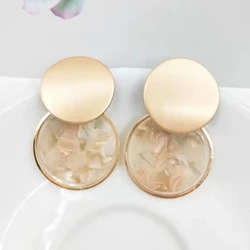 Trendy Geometric Round Acrylic Metal Drop Earrings For Women Party Holiday Gift Fashion Jewelry Ear Accessories DE045