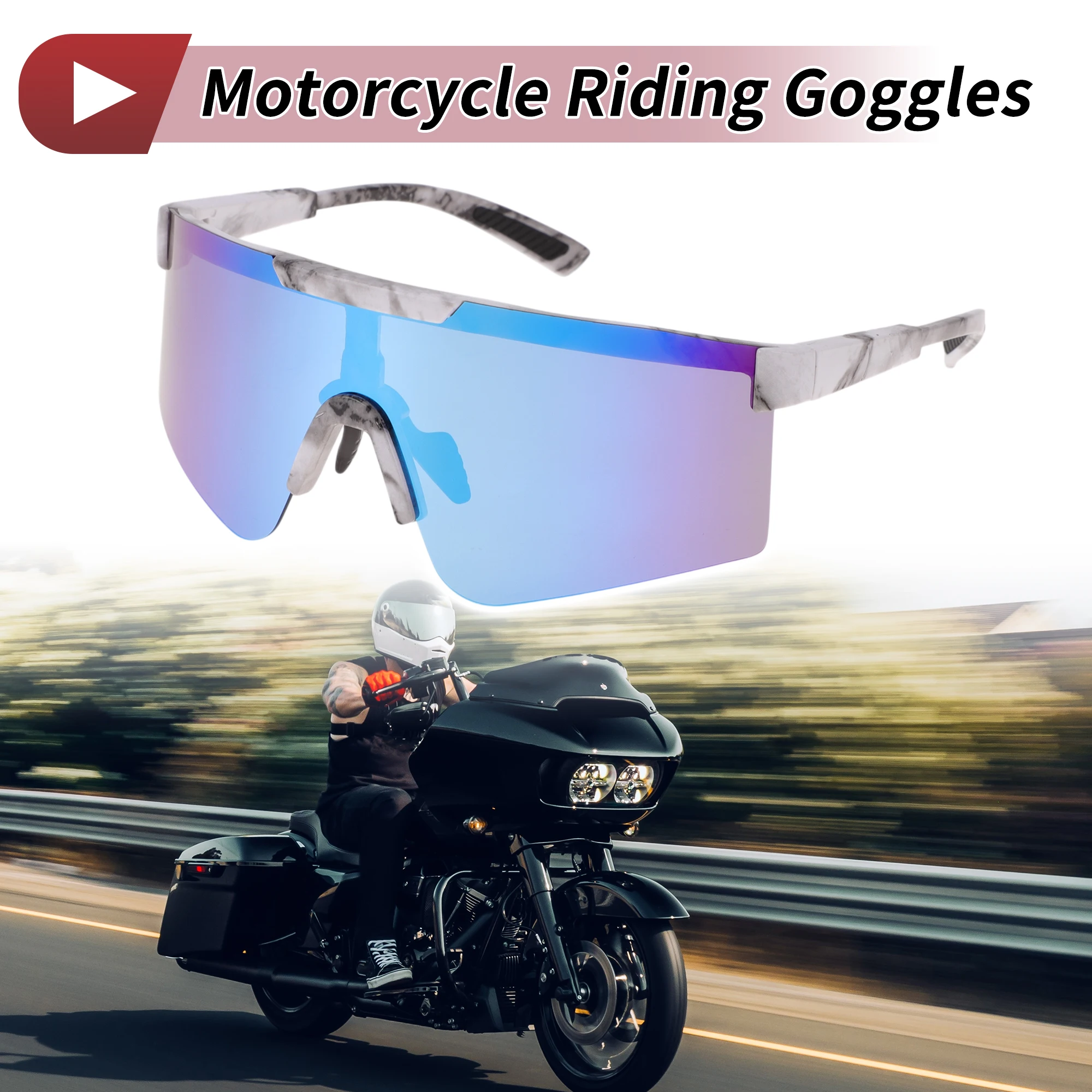 

X Autohaux Мотоциклетные очки с синими линзами, черно-белая оправа, Tri-acetel, целлюлозный ПК