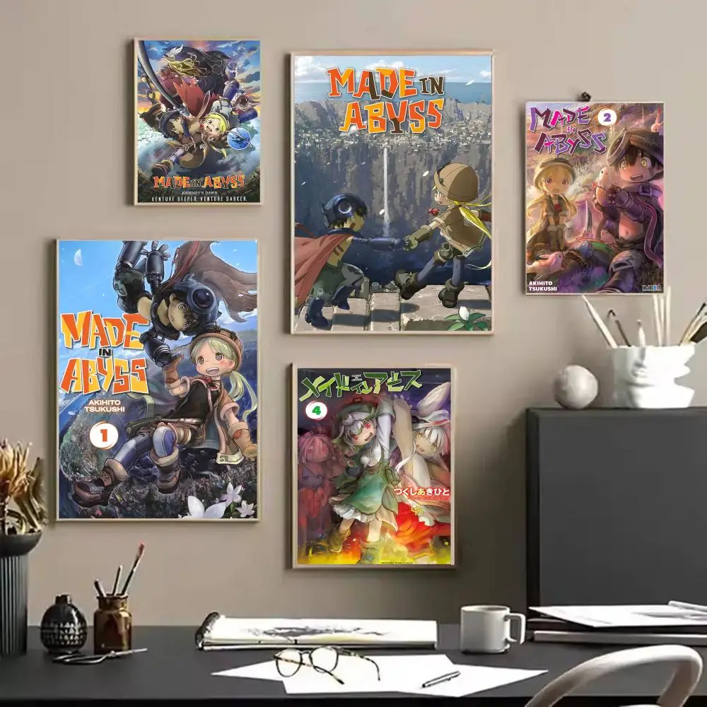 MADE IN A-ABYSS Poster HD Art Stickers Self-Adhesive Painting Modern Home Decor for Bedroom Living Room Wall Decals Gift