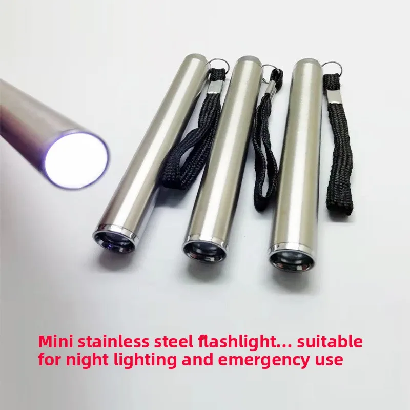 Stainless Steel Mini LED Flashlight Highlight Travel Camping Outdoor Night Lighting Emergency Small Flashlight