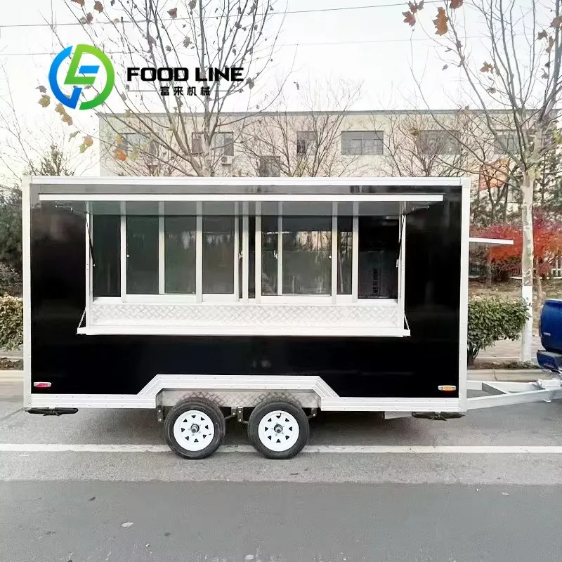 Concession Food Trailer, Wind‑Resistant Awning Extra Shaded Service Space Outdoor Food Trailer For High‑Traffic Public Areas