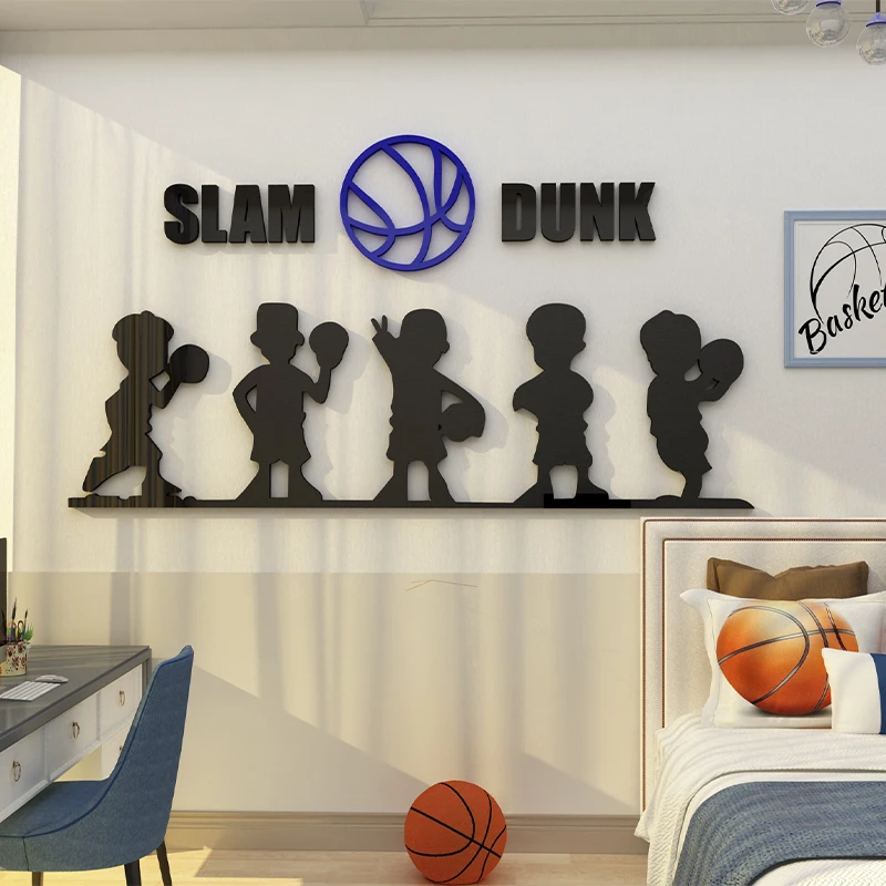 Boys' basketball Acrylic Wall stickers For Kids room Creative Children's room Decoration Bedside of the bedroom DUNK stickers