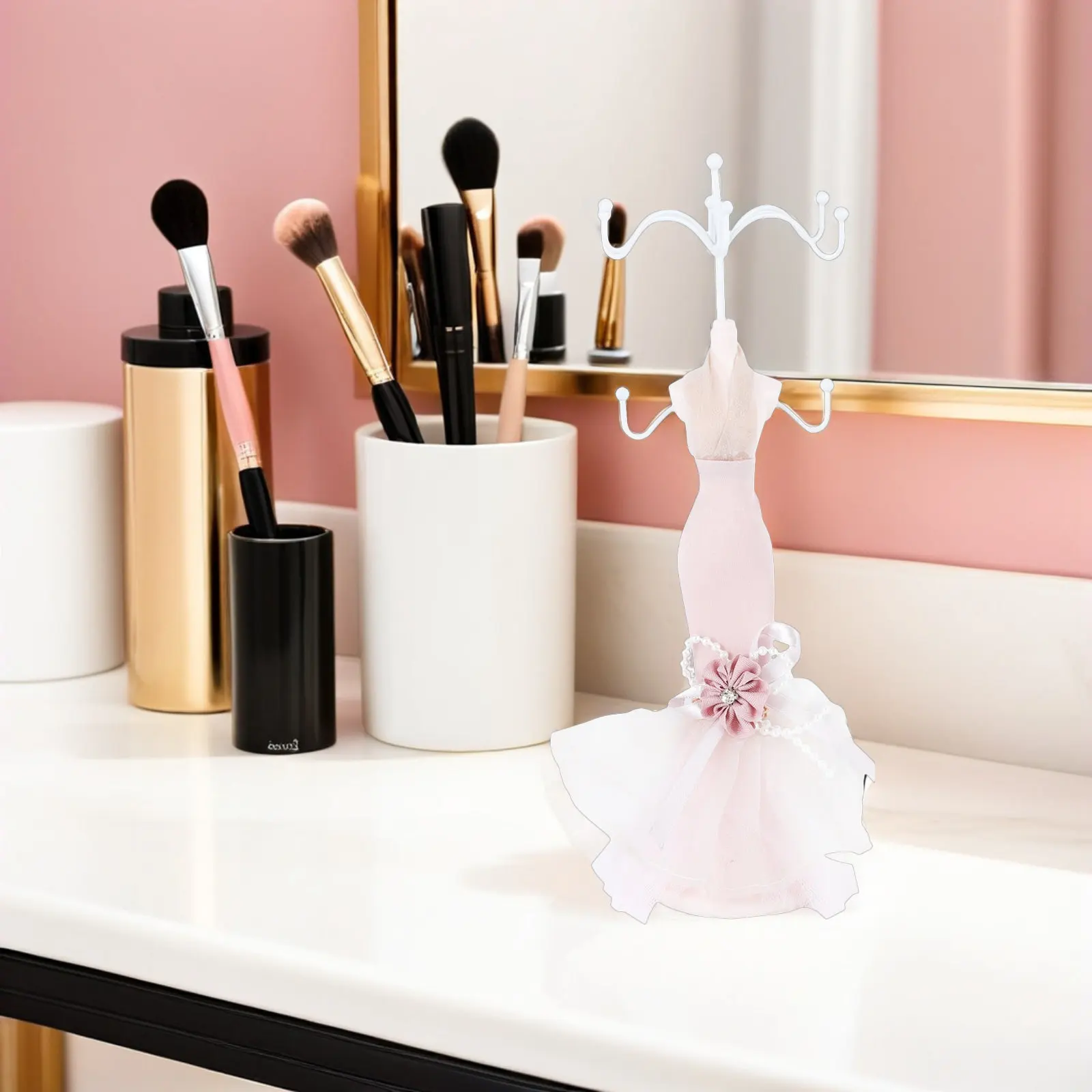 

2Pcs Nordic Jewelry Display Stand Mannequin Style Necklace Holder Earring Rack Tabletop Organizer Sturdy Vertical Space Saving