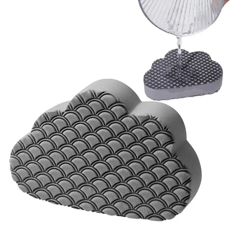 Fish-Scale Non-scratch Recycled Sponge Wipe Bowl Brush Strong Adsorption Force Sponge Rub Household Cleaning Tools Cloud Shape